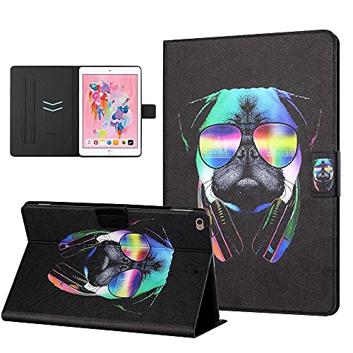 CasaFuny Hülle Kompatibel mit iPad 9.7 Zoll 2017/2018(5./6.Generation),/iPad Air 2/ iPad Air 1 Ultra Dünn PU Leder Ständer Schutzhülle Case Cover mit Auto Schlaf/Aufwach Funktion,Glassdog von CASAFUNY