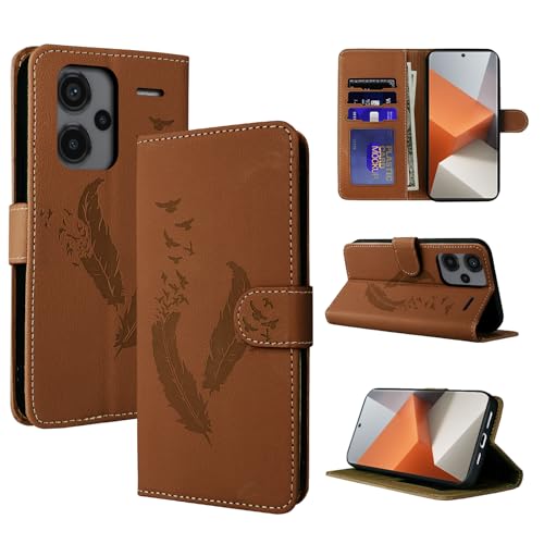 Handyhülle für Xiaomi Redmi Note 13 Pro Plus 5G Hülle, Lederhülle Klappbar Klapphülle für Redmi Note 13 Pro+ 5G Magnetisch Klappbar Wallet Tasche Schutzhülle für Redmi Note 13 Pro Plus 5G, Braun von CASAFUNY