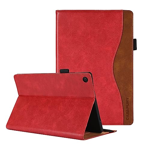 Hülle für Lenovo Tab M10 Plus 3rd Gen 10,6 Zoll 2022 Hülle TB125FU /TB128FU, PU Leder Schutzhülle Book Cover mit Standfunktion Dokumentschlitze für Lenovo M10 Plus (3. Generation) 10.6", Rot von CASAFUNY