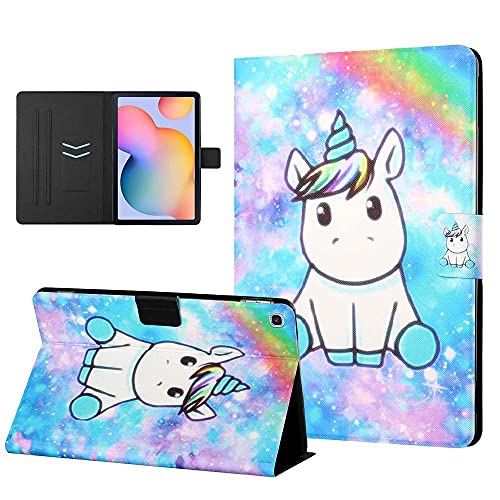 Hülle für Samsung Galaxy Tab A7 2020 10,4 Zoll (SM-T500 / T505 / T507) Tablet-Lederschutz Folio Magnetic Auto Sleep Wake Schlank Leichtgewicht mit Flip Stand Kartenhalter (Einhorn) von CASAFUNY