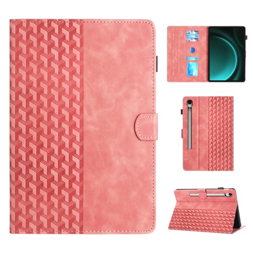 Hülle für Samsung Galaxy Tab S10 FE 10.9" 2025/S9 FE 10.9 Zoll/ S9 2023 11 Zoll, PU Leder Tablette Schützhülle mit S Pen Halter Auto Schlaf/Wach Tablet Cover für Samsung Tab S10 FE/S9 FE/S9, Pink von CASAFUNY