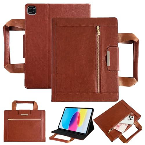 Hülle für iPad Air 11 Zoll (M3/M2 2025/2024), iPad Air 6/5/4 Gen 10,9 Zoll (2022/2020), PU Leder Multi-Winkel Folio Schutzhülle mit Auto Schlaf/Wach Tablet Case für iPadAir 7/6/5/4, Aktentasche-Braun von CASAFUNY