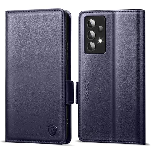 CASBST Handyhülle für Samsung Galaxy A52/A52s 4G/5G Hülle Premium Leder Schutzhülle Klappbar mit Kartenfach Ständer Magnet Handytasche mit RFID Flip Case Cover Klapphülle für Samsung A52/A52s Blau von CASBST