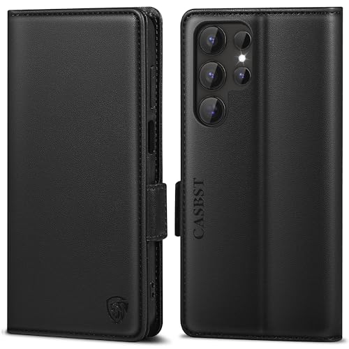 CASBST Handyhülle für Samsung Galaxy S24 Ultra Hülle Premium Leder Schutzhülle Klappbar mit Kartenfach Ständer Magnet Handytasche mit RFID Flip Case Cover Klapphülle für Samsung S24 Ultra Schwarz CASBST Handyhülle für Samsung Galaxy S24 Ultra Hülle Premium Leder Schutzhülle Klappbar mit Kartenfach Ständer Magnet Handytasche mit RFID Flip Case Cover Klapphülle für Samsung S24 Ultra Schwarz von CASBST