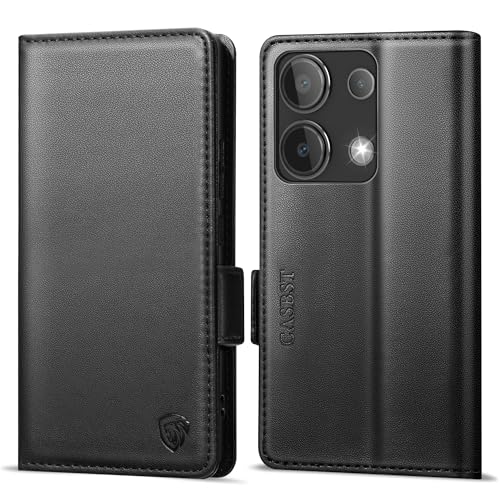 CASBST Handyhülle für Xiaomi Redmi Note 13 4G Hülle Premium Leder Schutzhülle Klappbar mit Kartenfach Ständer Magnet Handytasche mit RFID Flip Case Stoßfest Klapphülle für Redmi Note 13 4G Schwarz von CASBST