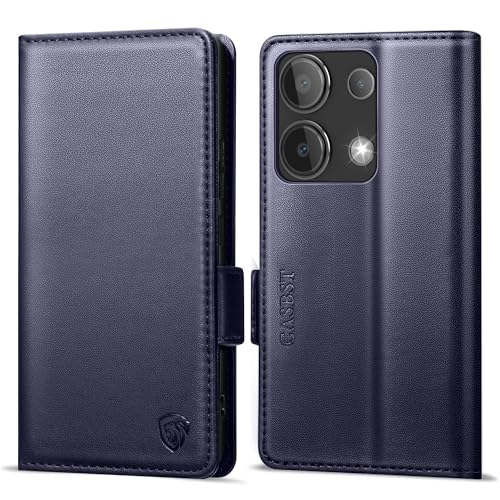 CASBST Handyhülle für Xiaomi Redmi Note 13 4G Hülle Premium Leder Schutzhülle Klappbar mit Kartenfach Ständer Magnet Handytasche mit RFID Flip Case Stoßfest Klapphülle für Redmi Note 13 4G Marineblau von CASBST