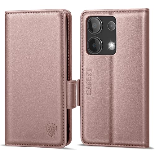 CASBST Handyhülle für Xiaomi Redmi Note 13 4G Hülle Premium Leder Schutzhülle Klappbar mit Kartenfach Ständer Magnet Handytasche mit RFID Flip Case Stoßfest Klapphülle für Redmi Note 13 4G Rose von CASBST