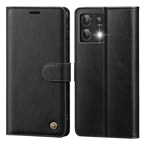 CASBST Handyhülle für Xiaomi Redmi Note 13 Pro 5G Hülle Premium Leder Schutzhülle Klappbar mit Kartenfach Ständer Magnet Handytasche mit RFID Flip Case Klapphülle für Redmi Note 13 Pro 5G Schwarz von CASBST