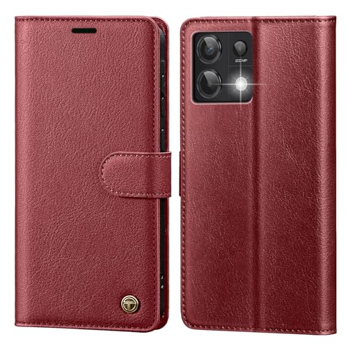 CASBST Handyhülle für Xiaomi Redmi Note 13 Pro 5G Hülle Premium Leder Schutzhülle Klappbar mit Kartenfach Ständer Magnet Handytasche mit RFID Flip Case Klapphülle für Redmi Note 13 Pro 5G Weinrot von CASBST