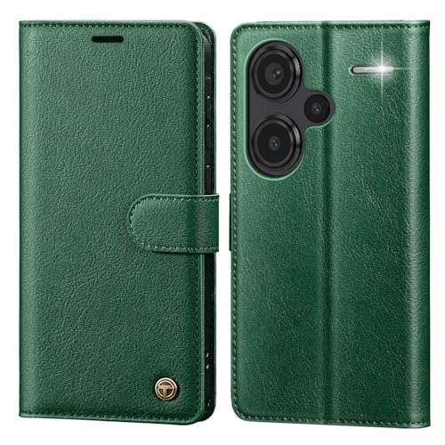 CASBST Handyhülle für Xiaomi Redmi Note 13 Pro Plus 5G Hülle Leder Schutzhülle Klappbar mit Kartenfach Ständer Magnet Handytasche mit RFID Flip Case Klapphülle für Redmi Note 13 Pro Plus 5G Grün von CASBST