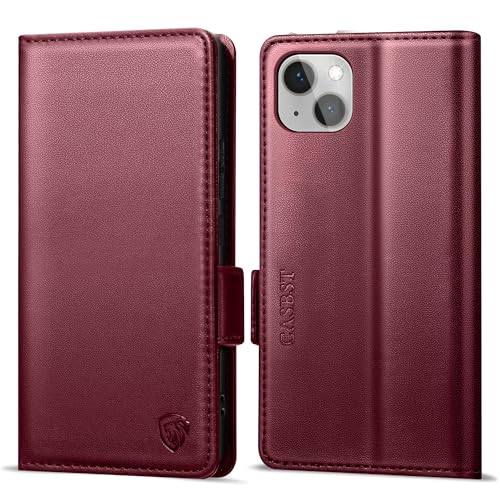 CASBST Premium Leder Schutzhülle Klappbar mit Kartenfach Ständer Magnet für iPhone 13 Handytasche mit RFID Kameraschutz Flip Case Klapphülle für iPhone 13 Weinrot CASBST Premium Leder Schutzhülle Klappbar mit Kartenfach Ständer Magnet für iPhone 13 Handytasche mit RFID Kameraschutz Flip Case Klapphülle für iPhone 13 Weinrot von CASBST