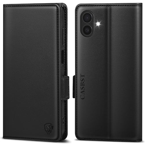 CASBST Handyhülle für iPhone 16 Hülle Premium Leder Schutzhülle Klappbar mit Kartenfach Ständer Magnet für iPhone 16 Handytasche mit RFID Kameraschutz Flip Case Klapphülle für iPhone 16 Schwarz CASBST Handyhülle für iPhone 16 Hülle Premium Leder Schutzhülle Klappbar mit Kartenfach Ständer Magnet für iPhone 16 Handytasche mit RFID Kameraschutz Flip Case Klapphülle für iPhone 16 Schwarz von CASBST