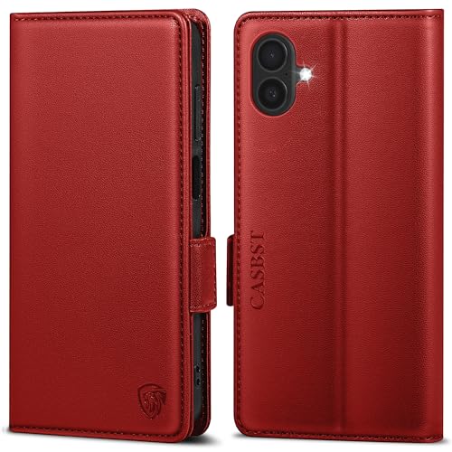 CASBST Handyhülle für iPhone 16 Hülle Premium Leder Schutzhülle Klappbar mit Kartenfach Ständer Magnet für iPhone 16 Handytasche mit RFID Kameraschutz Flip Case Klapphülle für iPhone 16 Rot CASBST Handyhülle für iPhone 16 Hülle Premium Leder Schutzhülle Klappbar mit Kartenfach Ständer Magnet für iPhone 16 Handytasche mit RFID Kameraschutz Flip Case Klapphülle für iPhone 16 Rot von CASBST