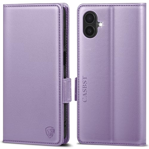 CASBST Handyhülle für iPhone 16 Plus Hülle Premium Leder Schutzhülle Klappbar mit Kartenfach Ständer Magnet für iPhone 16 Plus Handytasche mit RFID Flip Case Klapphülle für iPhone 16 Plus Helllila CASBST Handyhülle für iPhone 16 Plus Hülle Premium Leder Schutzhülle Klappbar mit Kartenfach Ständer Magnet für iPhone 16 Plus Handytasche mit RFID Flip Case Klapphülle für iPhone 16 Plus Helllila von CASBST