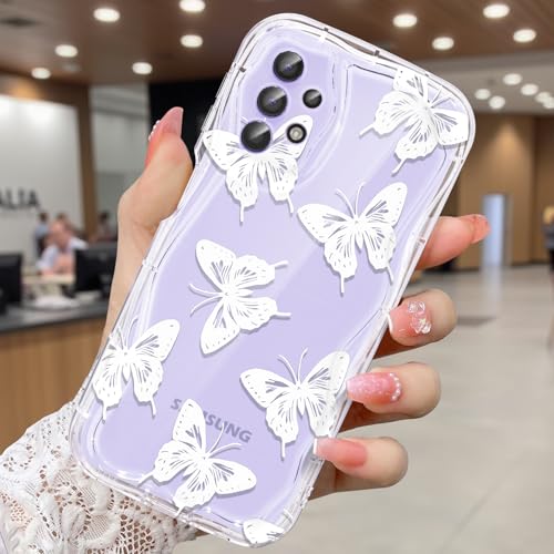 CASBST Schutzhülle für Samsung Galaxy A32 5G, hübscher Schmetterlingsdruck, dreidimensionale Wellen, transparente Schutzhülle für Mädchen und Frauen, weiche Vollverpackung, Anti-Fallschutz, für Galaxy CASBST Schutzhülle für Samsung Galaxy A32 5G, hübscher Schmetterlingsdruck, dreidimensionale Wellen, transparente Schutzhülle für Mädchen und Frauen, weiche Vollverpackung, Anti-Fallschutz, für Galaxy von CASBST