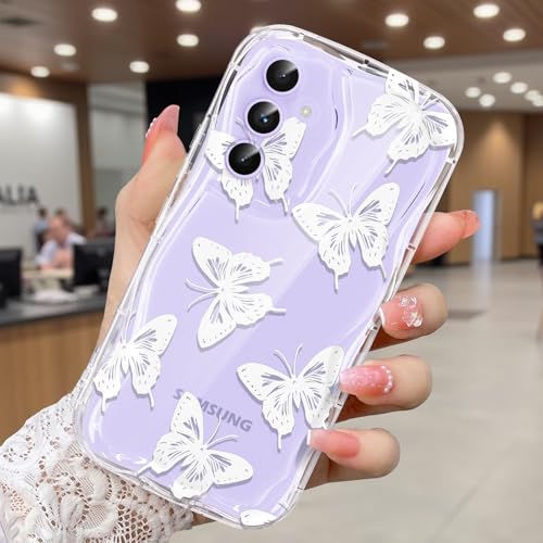 CASBST Schutzhülle für Samsung Galaxy A54 5G, hübscher Schmetterlingsdruck, dreidimensionale Wellen, transparente Schutzhülle für Mädchen und Frauen, weiche Vollverpackung, Anti-Fallschutz, für Galaxy von CASBST