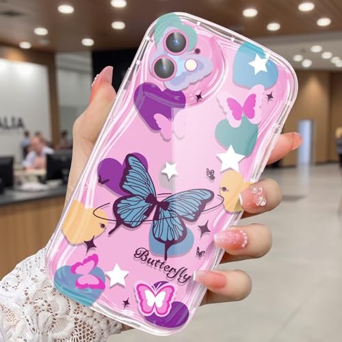 CASBST Schutzhülle für iPhone 11, hübscher Schmetterlings-Druck, dreidimensionale Wellen, transparente Schutzhülle für Mädchen und Frauen, weiche Komplettverpackung, Anti-Fallschutz für iPhone 11 CASBST Schutzhülle für iPhone 11, hübscher Schmetterlings-Druck, dreidimensionale Wellen, transparente Schutzhülle für Mädchen und Frauen, weiche Komplettverpackung, Anti-Fallschutz für iPhone 11 von CASBST