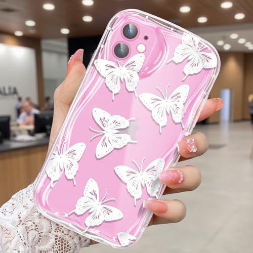 CASBST Schutzhülle für iPhone 12, hübscher Schmetterlingsdruck, dreidimensionale Wellen, transparente Hülle für Mädchen und Frauen, weiche Komplettverpackung, Anti-Fall-Abdeckung für iPhone 12, weißer CASBST Schutzhülle für iPhone 12, hübscher Schmetterlingsdruck, dreidimensionale Wellen, transparente Hülle für Mädchen und Frauen, weiche Komplettverpackung, Anti-Fall-Abdeckung für iPhone 12, weißer von CASBST