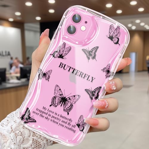 CASBST Schutzhülle für iPhone 12, hübscher Schmetterlingsdruck, dreidimensionale Wellen, transparente Hülle für Mädchen und Frauen, weiche Vollverpackung, Anti-Fall-Abdeckung für iPhone 12, Shadow CASBST Schutzhülle für iPhone 12, hübscher Schmetterlingsdruck, dreidimensionale Wellen, transparente Hülle für Mädchen und Frauen, weiche Vollverpackung, Anti-Fall-Abdeckung für iPhone 12, Shadow von CASBST