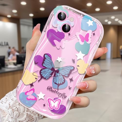 CASBST Schutzhülle für iPhone 14, hübscher Schmetterlingsdruck, dreidimensionale Wellen, transparente Hülle für Mädchen und Frauen, weiche Vollverpackung, Anti-Fallschutz für iPhone 14, Farbe CASBST Schutzhülle für iPhone 14, hübscher Schmetterlingsdruck, dreidimensionale Wellen, transparente Hülle für Mädchen und Frauen, weiche Vollverpackung, Anti-Fallschutz für iPhone 14, Farbe von CASBST