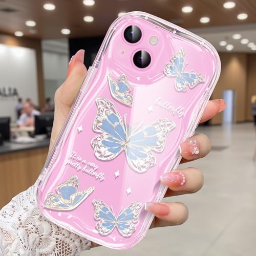 CASBST Schutzhülle für iPhone 15, hübscher Schmetterlingsdruck, dreidimensionale Wellen, transparente Hülle für Mädchen und Frauen, weiche Komplettverpackung, Anti-Fall-Abdeckung für iPhone 15 CASBST Schutzhülle für iPhone 15, hübscher Schmetterlingsdruck, dreidimensionale Wellen, transparente Hülle für Mädchen und Frauen, weiche Komplettverpackung, Anti-Fall-Abdeckung für iPhone 15 von CASBST