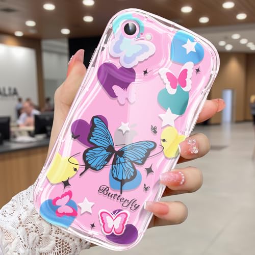 CASBST Schutzhülle für iPhone SE/8/7, hübscher Schmetterlings-Druck, dreidimensionale Wellen, transparente Schutzhülle für Mädchen und Frauen, weiche, vollständige Verpackung, Anti-Fallschutz für CASBST Schutzhülle für iPhone SE/8/7, hübscher Schmetterlings-Druck, dreidimensionale Wellen, transparente Schutzhülle für Mädchen und Frauen, weiche, vollständige Verpackung, Anti-Fallschutz für von CASBST