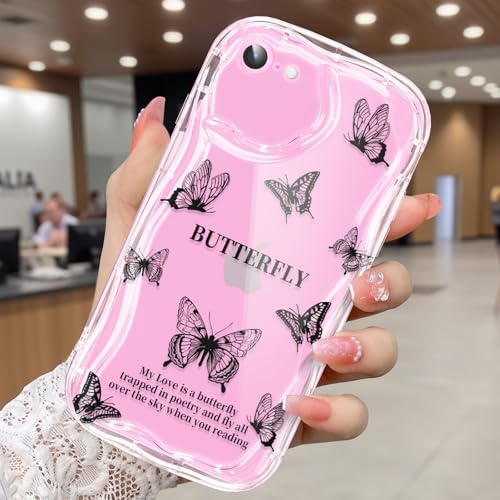 CASBST Schutzhülle für iPhone SE/8/7, hübscher Schmetterlingsdruck, dreidimensionale Wellen, transparente Hülle für Mädchen und Frauen, weiche Vollverpackung, Anti-Fallschutz für iPhone SE/8/7, Shadow CASBST Schutzhülle für iPhone SE/8/7, hübscher Schmetterlingsdruck, dreidimensionale Wellen, transparente Hülle für Mädchen und Frauen, weiche Vollverpackung, Anti-Fallschutz für iPhone SE/8/7, Shadow von CASBST