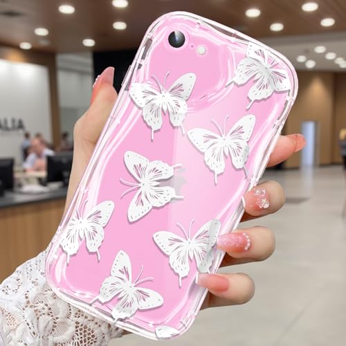 CASBST Schutzhülle für iPhone SE/8/7, hübscher Schmetterlingsdruck, dreidimensionale Wellen, transparente Schutzhülle für Mädchen und Frauen, weiche Komplettverpackung, Anti-Fallschutz für iPhone SE/8 CASBST Schutzhülle für iPhone SE/8/7, hübscher Schmetterlingsdruck, dreidimensionale Wellen, transparente Schutzhülle für Mädchen und Frauen, weiche Komplettverpackung, Anti-Fallschutz für iPhone SE/8 von CASBST