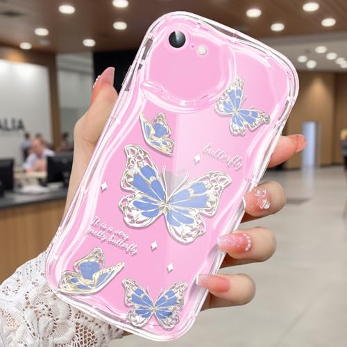 CASBST Schutzhülle für iPhone SE/8/7, hübscher Schmetterlingsdruck, dreidimensionale Wellen, transparente Schutzhülle für Mädchen und Frauen, weiche Komplettverpackung, Anti-Fallschutz für iPhone SE/8 CASBST Schutzhülle für iPhone SE/8/7, hübscher Schmetterlingsdruck, dreidimensionale Wellen, transparente Schutzhülle für Mädchen und Frauen, weiche Komplettverpackung, Anti-Fallschutz für iPhone SE/8 von CASBST
