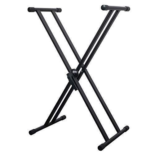 CASCHA Double X-Frame Keyboard Ständer höhenverstellbar aus Metall I Keyboard Stand Gestell für Keyboard klappbar I E-Piano Gestell schwarz für Kinder & Erwachsene I Synthesizer Keyboard Zubehör von CASCHA