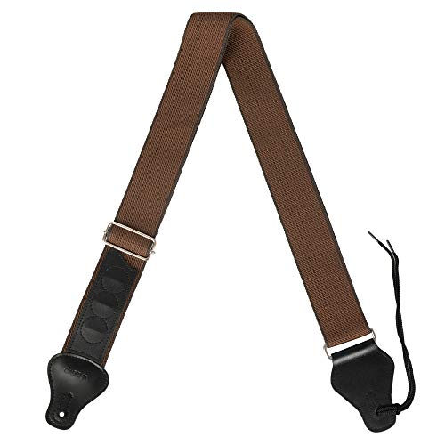 CASCHA Gitarren-Gurt verstellbar braun I Länge anpassbar von 89 bis 158 cm I 3 praktische Pick-Halterungen & Enden aus Leder I bequemer Gurt aus Baumwoll-Polyester-Mix I Guitar Strap von CASCHA