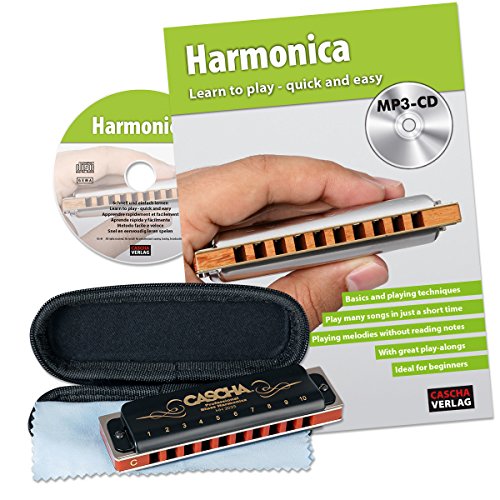 CASCHA HH 1610 EN Professional Blues Harmonica Set Mundharmonika Inklusive Englischer Schule mit MP3-CD von CASCHA