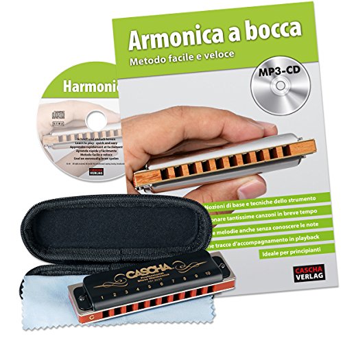 CASCHA HH 1610 IT Professional Blues Harmonica Set Mundharmonika Inklusive Italienischer Schule mit MP3-CD von CASCHA