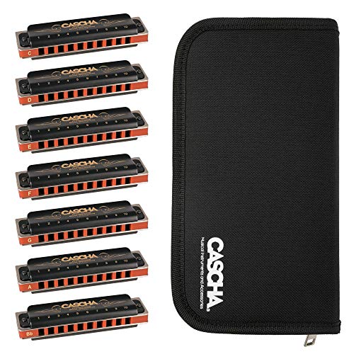 CASCHA Mundharmonika Pro Set 7 Tonarten C - D - E - F - G - A - Bb für Anfänger u. Fortgeschrittene I 10-Loch diatonische Harmonikas mit Reißverschlusstasche zur Aufbewahrung & Putztuch I HH 2224 CASCHA Mundharmonika Pro Set 7 Tonarten C - D - E - F - G - A - Bb für Anfänger u. Fortgeschrittene I 10-Loch diatonische Harmonikas mit Reißverschlusstasche zur Aufbewahrung & Putztuch I HH 2224 von CASCHA
