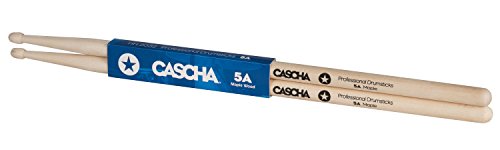 CASCHA Professional Schlagzeugsticks 5A robuste Ahorn Sticks I Trommelstöcke Holz I Profi Schlagzeug Zubehör I Drumsticks Maple I Schlagzeugstöcke I Trommelsticks Holzkopf Modell 1 Paar (2 Stück) von CASCHA