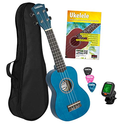 CASCHA Sopran Ukulele Set Niederländisch - für Kinder & Erwachsene I Starter Kit mit 3 Plektren Tasche holländisches Lehrbuch mit DVD Stimmgerät I Aquila Saiten Nylon I Kleine Hawaii Gitarre Blau CASCHA Sopran Ukulele Set Niederländisch - für Kinder & Erwachsene I Starter Kit mit 3 Plektren Tasche holländisches Lehrbuch mit DVD Stimmgerät I Aquila Saiten Nylon I Kleine Hawaii Gitarre Blau von CASCHA