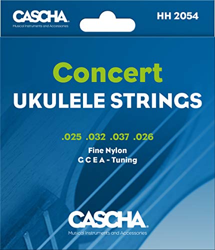 Cascha Konzert Ukulele-Saiten-Set I Premium-Nylon-Saiten für Konzert-Ukulelen I sehr gute Klang-Qualität & hohe Lebensdauer I hochwertiges 4er Saiten-Set G-C-E-A I Concert Ukulele Strings 4 Stück von CASCHA