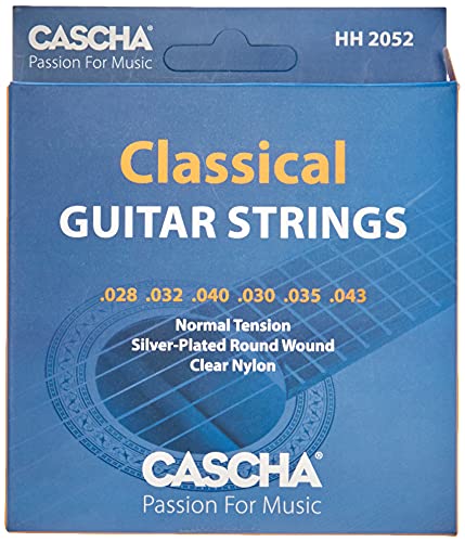 Cascha Premium Gitarren-Saiten-Set I Nylon-Saiten für Klassik- & Konzert-Gitarren I sehr gute Klang-Qualität & hohe Lebensdauer I hochwertiges 6-Saiten-Set I Classical Nylon Guitar Strings 6 Stück von CASCHA