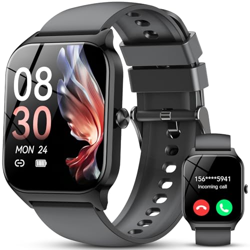 CASCHO 2025 Smart Watch Damen Herren, 1,85" Fitness Tracker mit 115+ Sport-Modus, Smartwatch mit Schrittzähler/Pulsoximetrie/Schlafüberwachung, Sprachfunktion, IP68 Uhr (Hochschwarz) von CASCHO