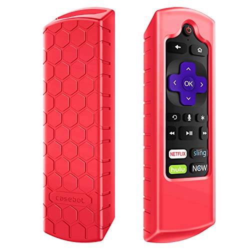 CaseBot Remote Case for Roku Voice, Roku Express HD / 4K+, Ultra LT Enhanced Voice, Express 3930, Premiere+ 3921, Streaming Stick+ Remote, Honey Comb Anti Slip Shockproof Silicone Cover, Red von CASEBOT