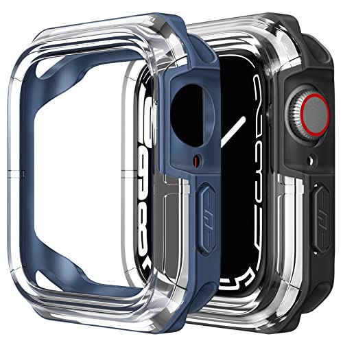 CaseBot Schutzhülle Kompatibel mit Apple Watch 7 45mm - [2 Stück] Stoßfeste Schutz Hülle für iWatch Series 7, Schwarz+Blau von CASEBOT