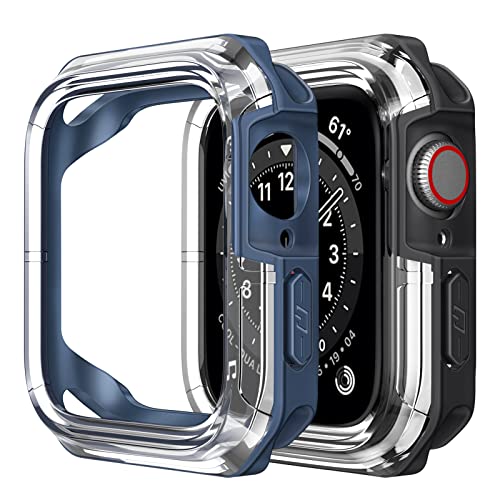 CaseBot Schutzhülle Kompatibel mit Apple Watch SE/Series 6 / Serie 5 / Series 4 40mm - [2 Stück] Stoßfeste Schutz Hülle für iWatch Series 40mm, Schwarz+Blau von CASEBOT