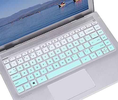 Tastaturabdeckung für HP 14 Zoll Laptop/HP Pavilion x360 14M-BA 14M-BF 14M-CD 14M-DH 14-FQ 14-BF/BW 14-CM/CF/CE 14-DQ/DK/DH/DS/DG Serie Tastatur Cover Skin, Gradual Mint von CASEDAO