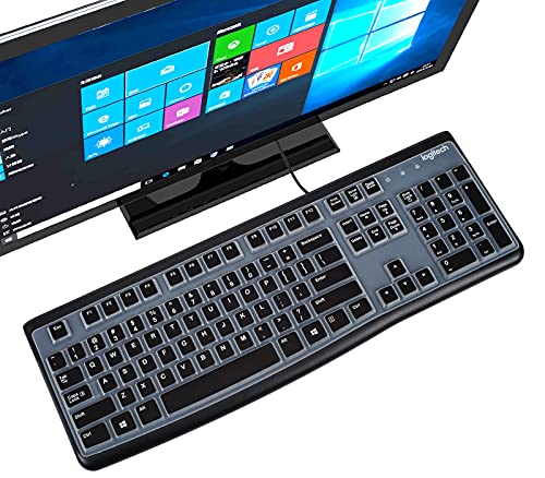 Tastaturabdeckung kompatibel mit Logitech K120 MK120 Tastatur, Ultra Dünn Silikon Logitech Tastaturschutz Skin Schwarz von CASEDAO