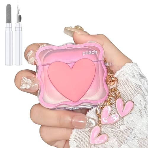 Schutzhülle für AirPods 4, transparent, 3D-Herz-Design, weiches TPU, stoßfest, Kawaii, für Apple iPod 4. Generation, mit Reinigungsset und Schlüsselanhänger, für Mädchen und Frauen Schutzhülle für AirPods 4, transparent, 3D-Herz-Design, weiches TPU, stoßfest, Kawaii, für Apple iPod 4. Generation, mit Reinigungsset und Schlüsselanhänger, für Mädchen und Frauen von CASEFUN
