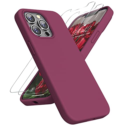 CASEKII [5 in 1 Kompatibel mit iPhone 13 Pro Hülle mit 2 Schutzfolie, Kameraschutz und Bildschirmschutz, Kratzfestes Weiches Mikrofaserfutter, Silikon Stoßfeste Handyhülle für 13 Pro 6,1'', Weinrot CASEKII [5 in 1 Kompatibel mit iPhone 13 Pro Hülle mit 2 Schutzfolie, Kameraschutz und Bildschirmschutz, Kratzfestes Weiches Mikrofaserfutter, Silikon Stoßfeste Handyhülle für 13 Pro 6,1'', Weinrot von CASEKII