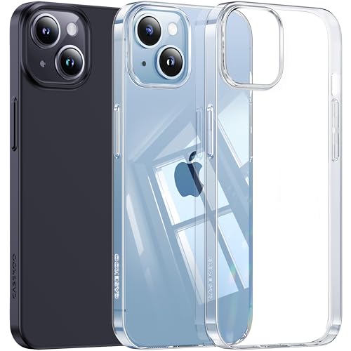 CASEKOO [100% Niemals Gelb Ultra Dünn & Ultra Klar für iPhone 14 Plus Hülle, 360°Militärschutz Handyhülle Lückenloser Kameraschutz Robuste Stabile Schutzhülle Extrem Slim Hard Case - Durchsichtig von CASEKOO
