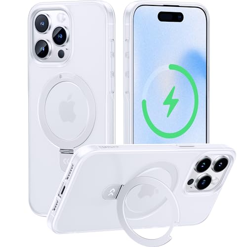 CASEKOO 2025 Neu Magic Stand für iPhone 14 Pro Hülle für MagSafe [Militärschutz] [Unsichtbarer Ständer] Stoßfeste Kratzfeste Schutzhülle Dünne Griffige Handyhülle Matte Case - White Clear von CASEKOO