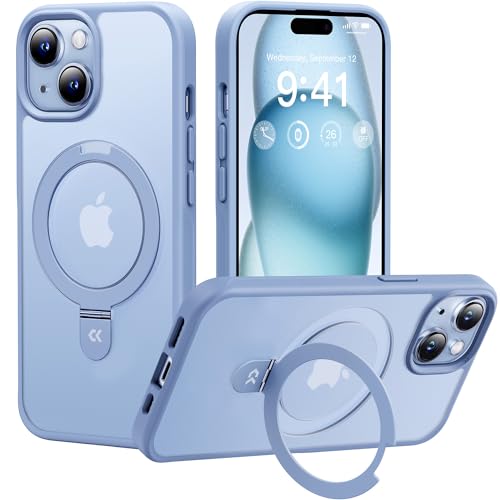 CASEKOO 2024 Neu Magic Stand für iPhone 15 Hülle für MagSafe [Nr.1 Magnetkraft][Unsichtbarer] Stoßfeste Handyhülle iPhone 15 Case Dünne Griffige Matte Schutzhülle - Blau von CASEKOO