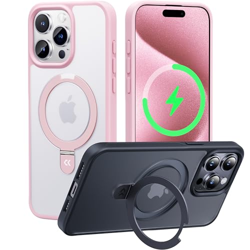 CASEKOO 2024 Neu Magic Stand für iPhone 15 Pro Max Hülle für MagSafe [Militärschutz] [Unsichtbarer Ständer] Stoßfest Handyhülle iPhone 15 Pro Max Case Dünn Griffig Matt Schutzhülle - Rosa von CASEKOO